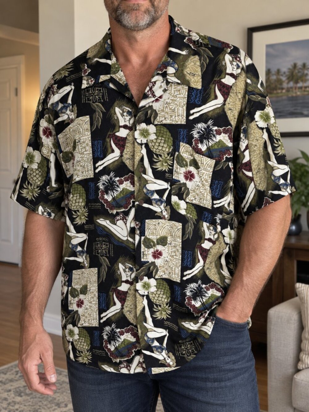 Pineapple Connection Men's 3XB Hawaiian Pinup Shirt
